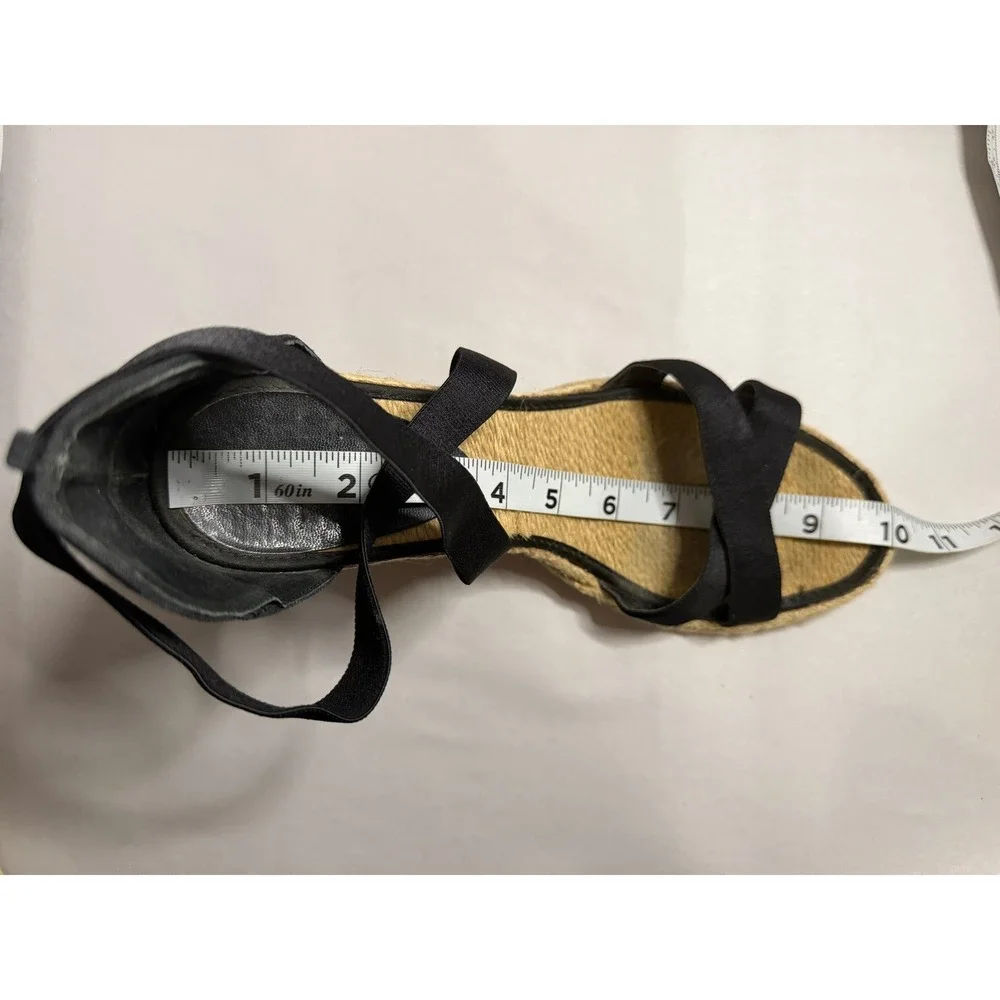 Lauren Ralph Lauren Iliana Black Elastic Espadrille Wedge Sandals Womens 8.5B